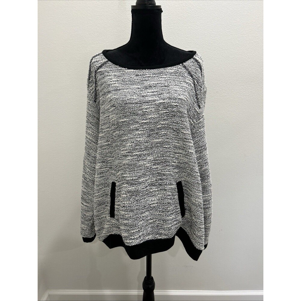 C.D. Daniels Womens Plus Size 3X Black White Melange Sweater Long Sleeve